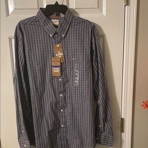 Men’s Dockers Shirt Blue Checkered Button Down Size XL. No wrinkle. New